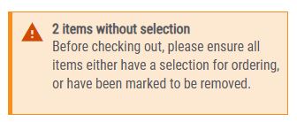 Selection needed warning