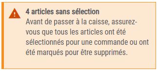 Avertissement de sélection nécessaire
